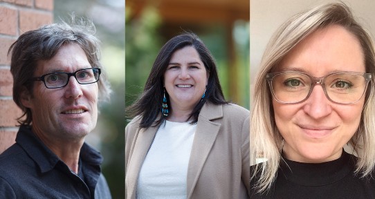 Bruce Wallace, Heidi Kiiwetinepinesiik Stark and Helen Monkman are winners of HSD's 2024 Research Excellence Awards.