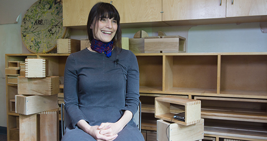 UVic student Lori Hamar in an office