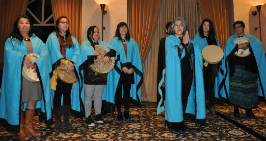 Eyēʔ Sqȃ’lewen Singers from Camosun College at welcome reception