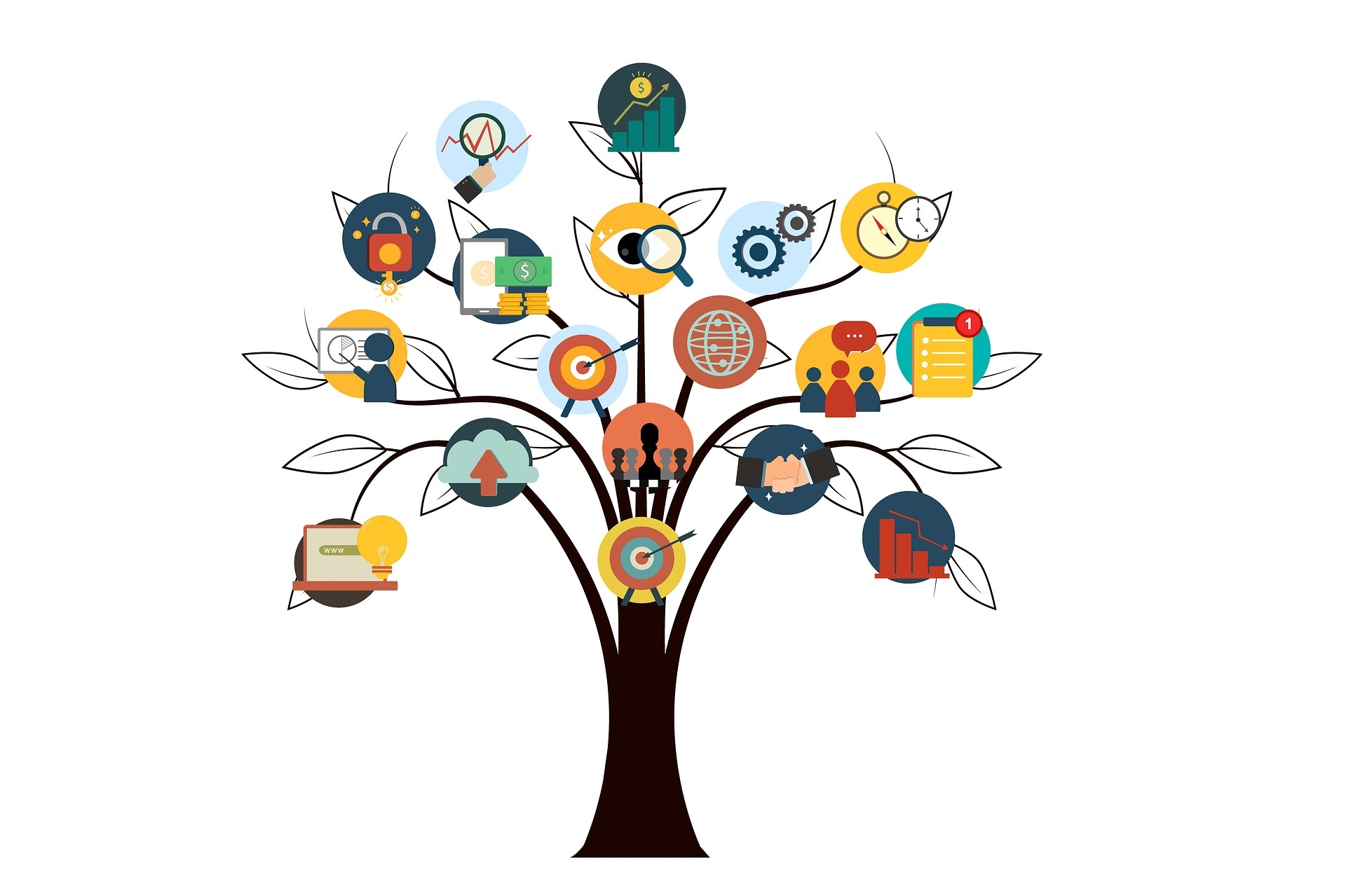 drawing of tree with technology