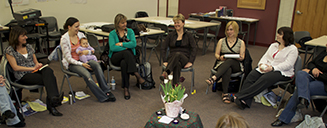 Students participating in a classroom discussion