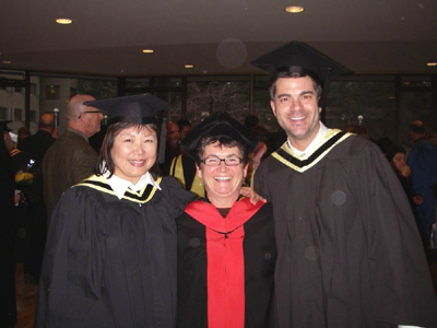 Dr. Patricia MacKenzie with MSW graduates, Helen Wong and Doug Ennals