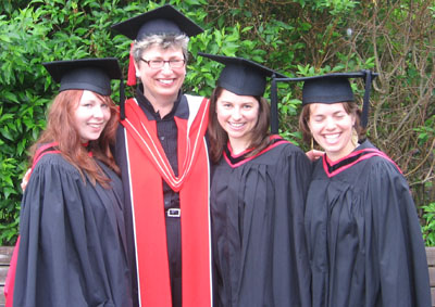 Marge and three graduates in Studies in Policy and Practice, University of Victoria, 2008