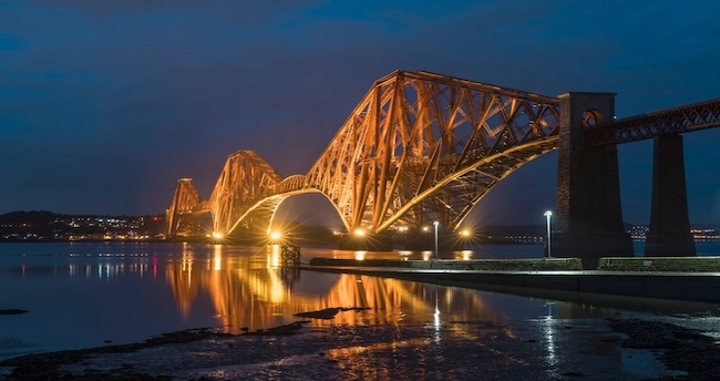 Forth Bridge at twilight.