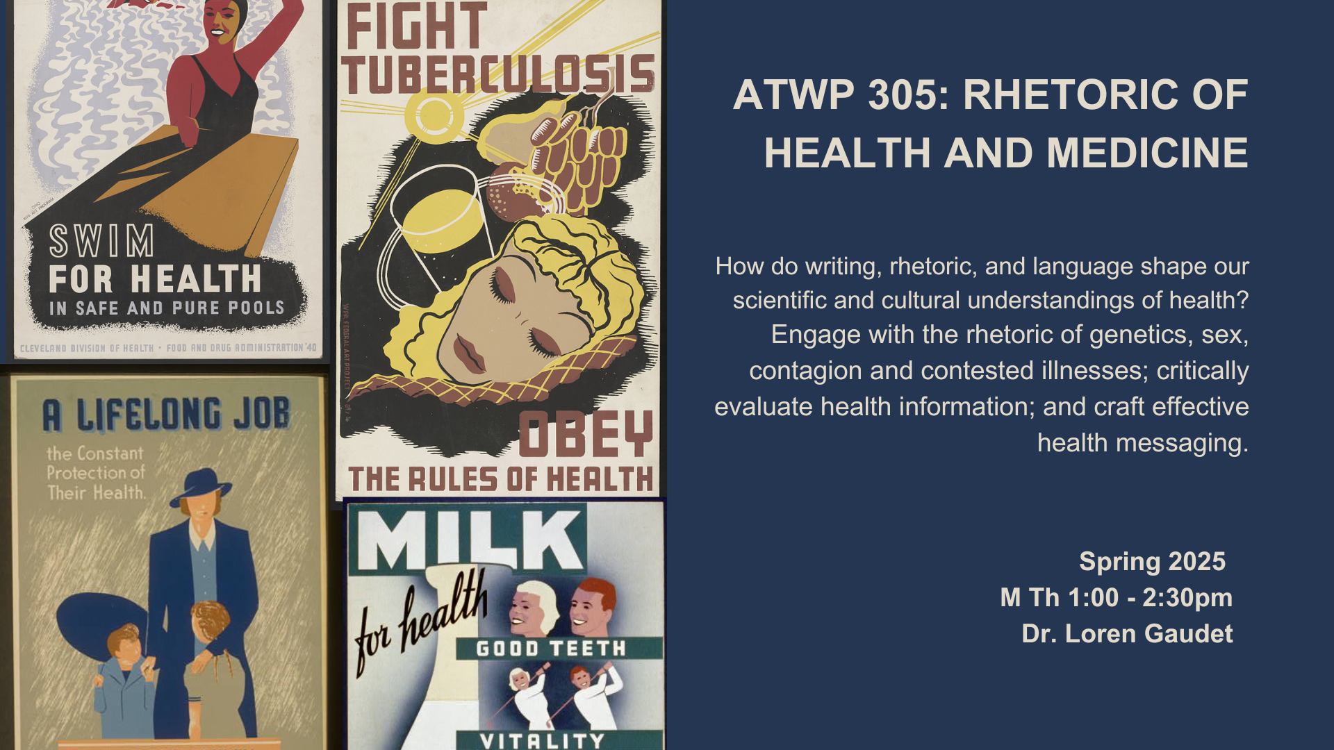 Engaging with the rhetoric of health provides students with the skills to both critically evaluate health information and craft effective health messaging.