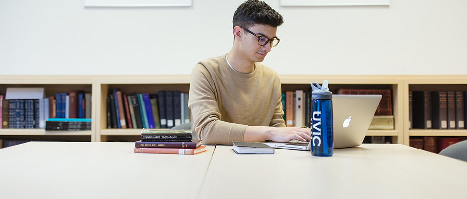 Student studying in a reading room