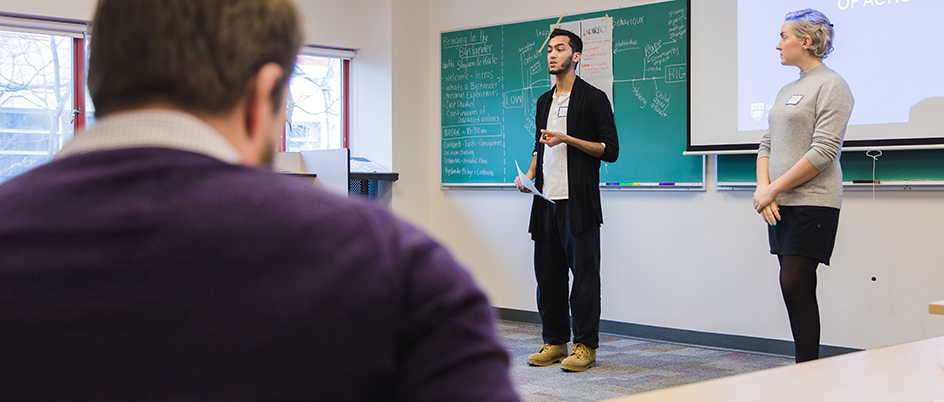 Workshop facilitators in a classroom