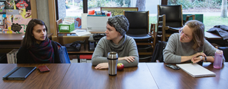 UVic students talking in our reading room