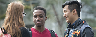 UVic students talking outdoors 