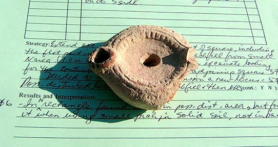 Excavations at Humayman, Jordan. Late Roman lamp.