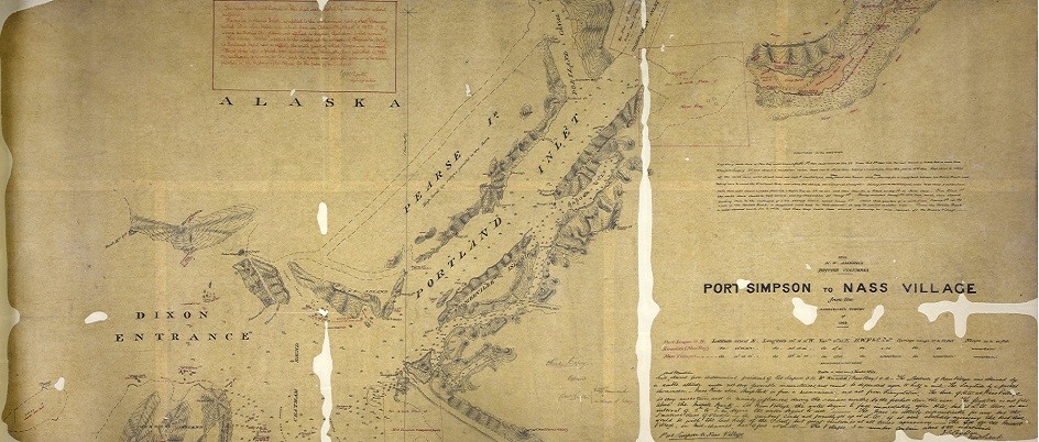Map of Port Simpson to Nass Village, from the Admiralty survey of 1868