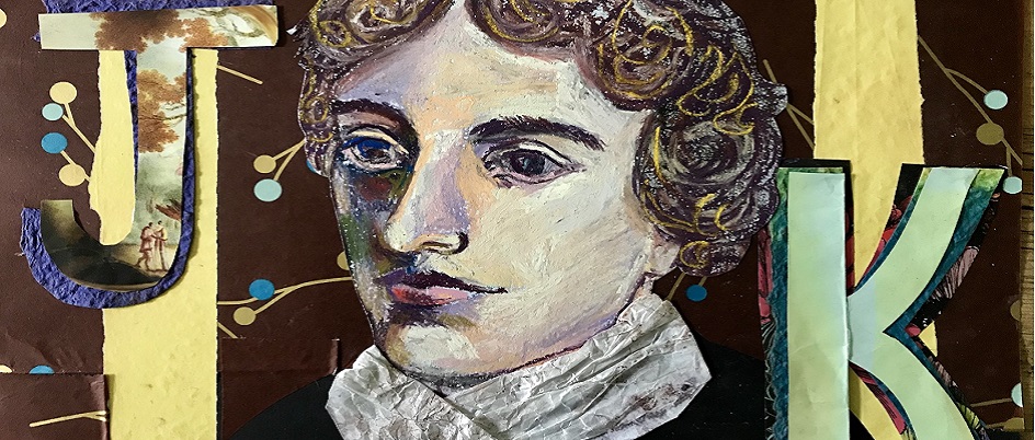 Painting of Keats with his initials. 