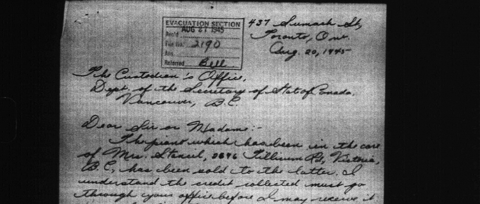 Letter describing the sale of a dispossessed person's piano