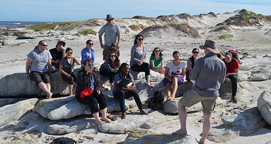 Students in South Africa during a history field school