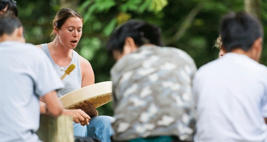 Nicole Mandryk with a drum