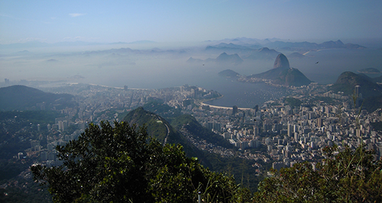 View of Rio de Janeiro and surrounding area from up high