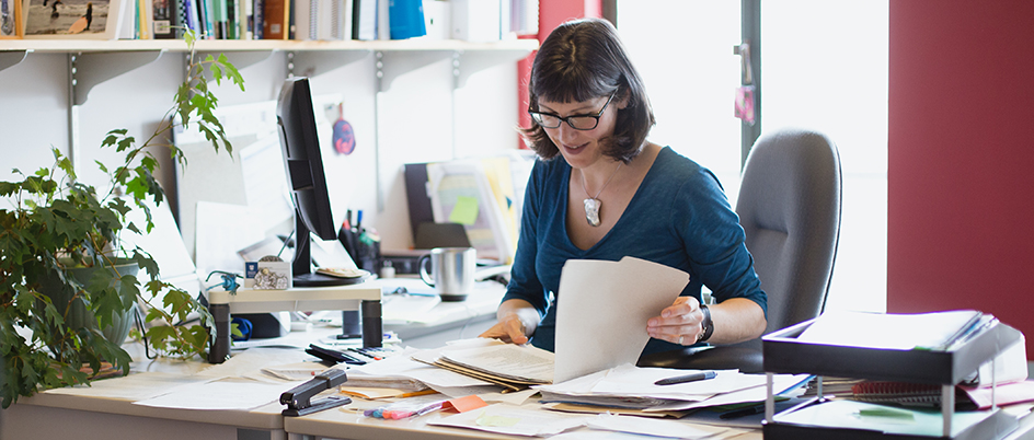 Aliki Marinakis works at her desk