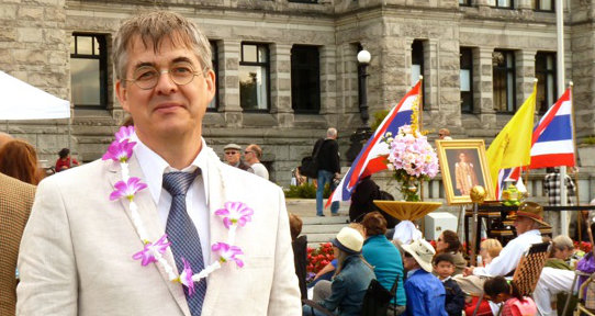Prof. Adam at the Amazing Thailand event at the BC Parliament Bldgs. July 2016