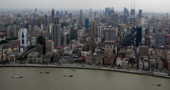 View of the Bund area in Shanghai