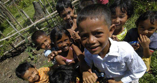 Sumatran children - Sumatra is an island in western Indonesia and part of the Sunda Islands.