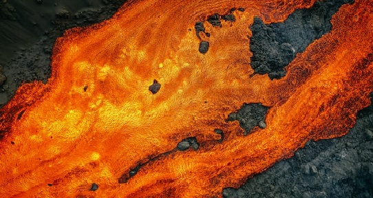 Flowing lava