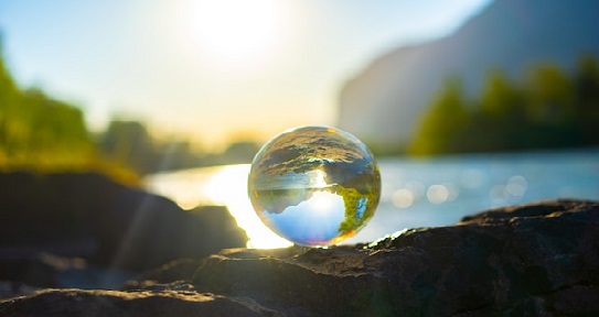 glass globe in natural surroundings