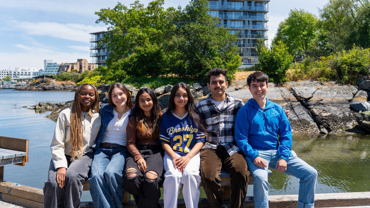 students on bench