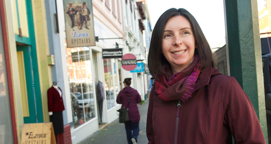 Jen Baggs in downtown Victoria