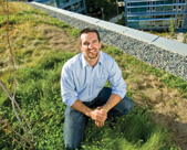 Jensen on the green roof of UVic’s Social Sciences and Mathematics Building