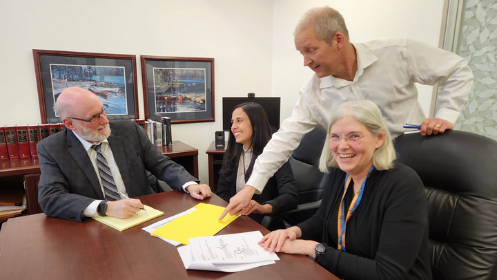 Donald McKay, Caileigh Owen, Tybring Hemphill and Susan Noakes at The Law Centre