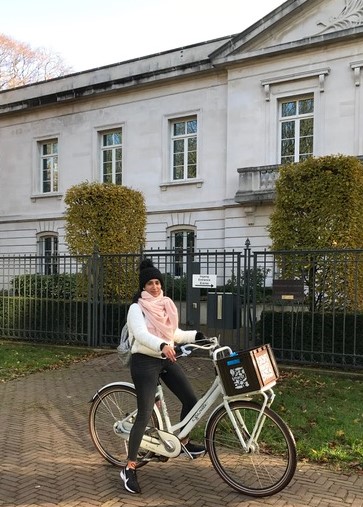 coop student on her bike in the Netherlands