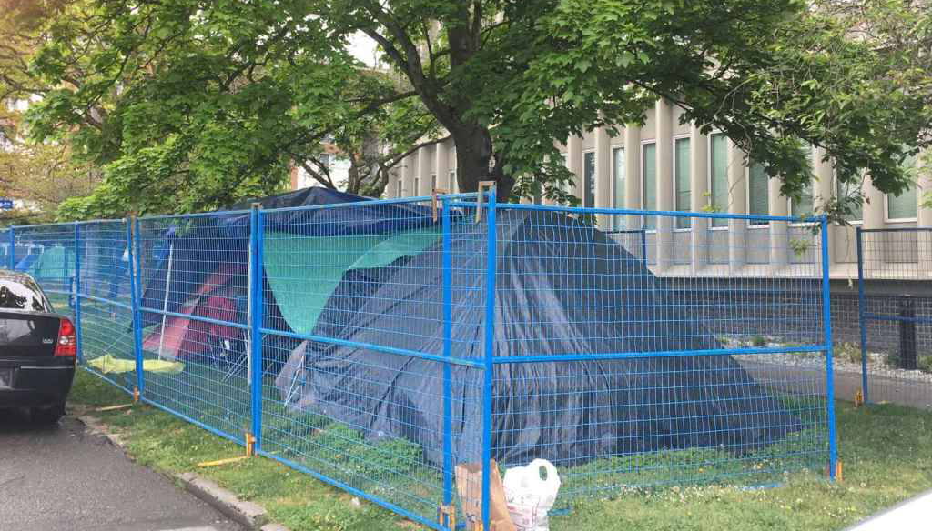 Homeless encampment on Pandora Avenue in Victoria, BC