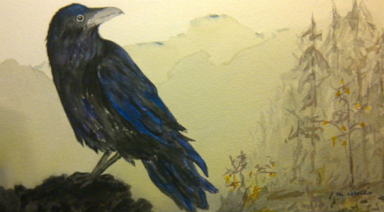 Painting of a raven