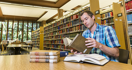 Ryan Beaton in the UVic Law Library