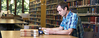 Student studying in the Law Library
