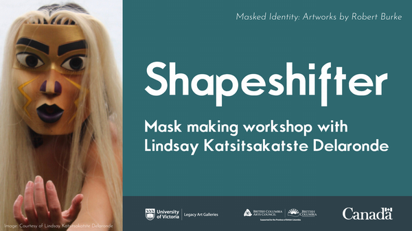 Graphic with a person wearing a mask with long blonde hair. 