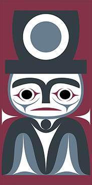 a Coast Salish welcome figure with the arms down
