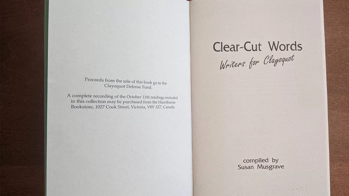Clear-cut words title on a book
