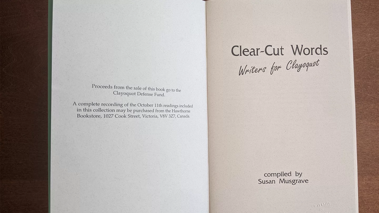 Clear-cut words title on a book