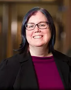 Headshot of librarian Tina Bebbington.