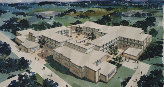 University of Victoria Cornett Building, as designed by John Di Castri, 1964.