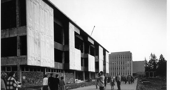 Panels on the front of the library designed by George Norris