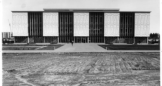 Panels on the front of the library designed by George Norris