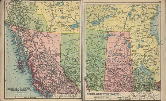 Textbook pages showing colour map of Canada