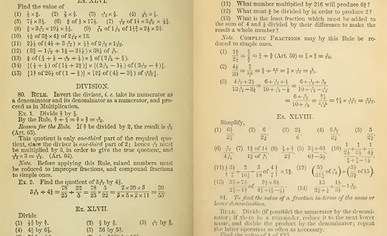 Textbook pages showing a series of math problems