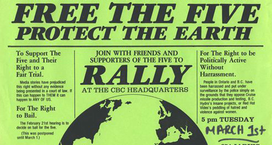 Free the Five, Protect the Earth Rally (1983) from the Jim Campbell Fonds (AR459), Accession 2011-082, Box 13