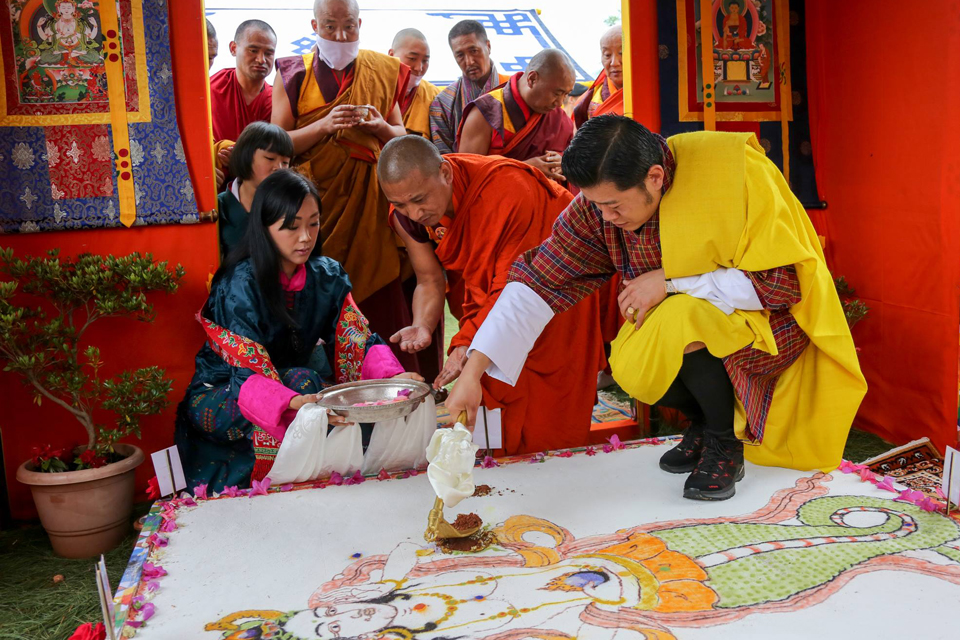 His Majesty The (fifth) King of Bhutan takes part in the ground-breaking ceremony