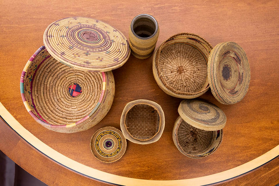 Artifacts on display in the UVic Libraries.