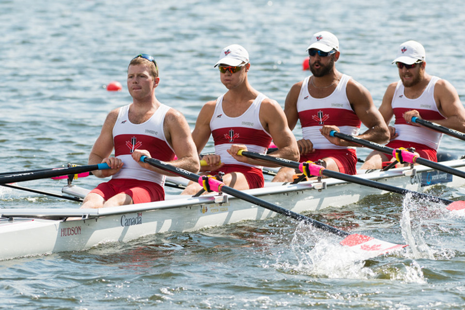 Canada men's four row in open water.