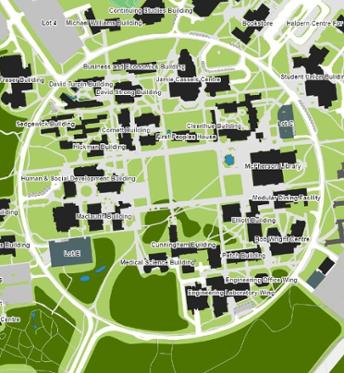 The interactive map allows users to find accessibility features on campus.